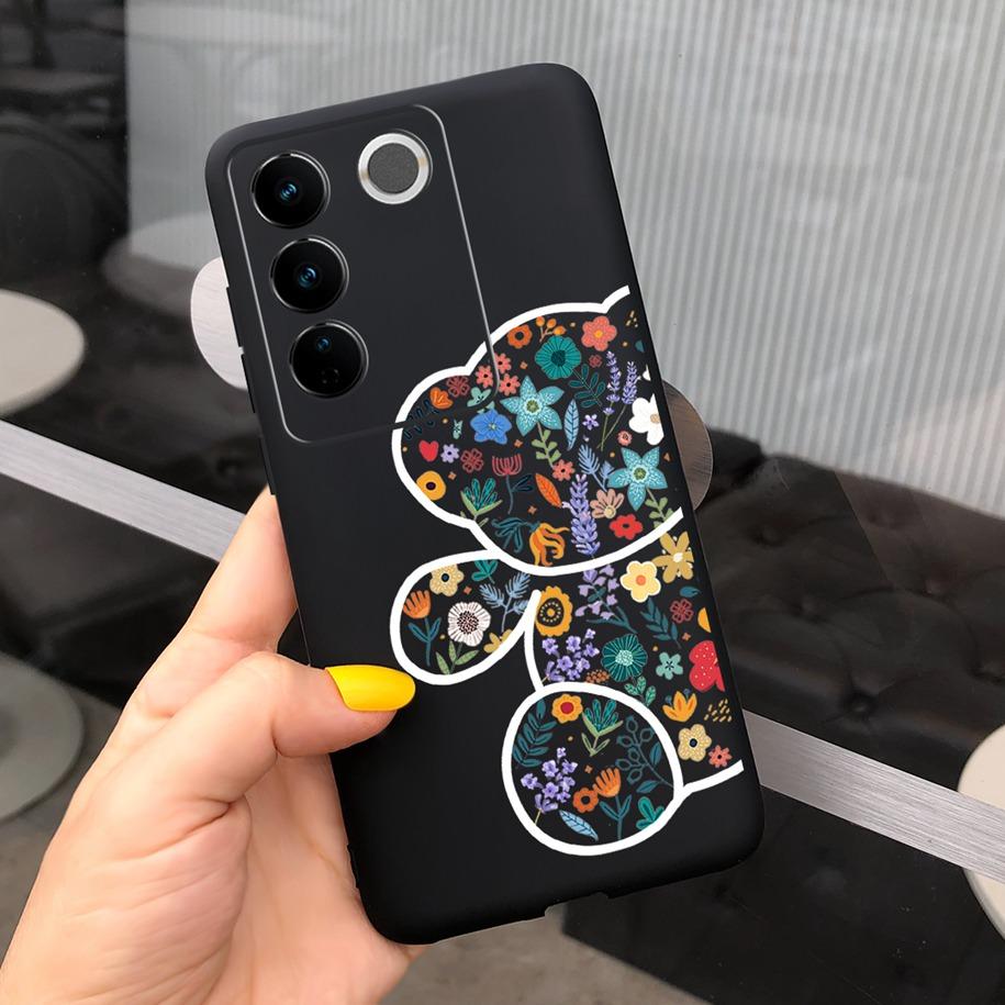 Чехол для Vivo V27 Pro Задняя крышка для Vivo V27e Модный чехол-фунда конфетного цвета с рисунком для Vivo V27 5G V 27e V27Pro V2237 V2230 Мягкий чехол