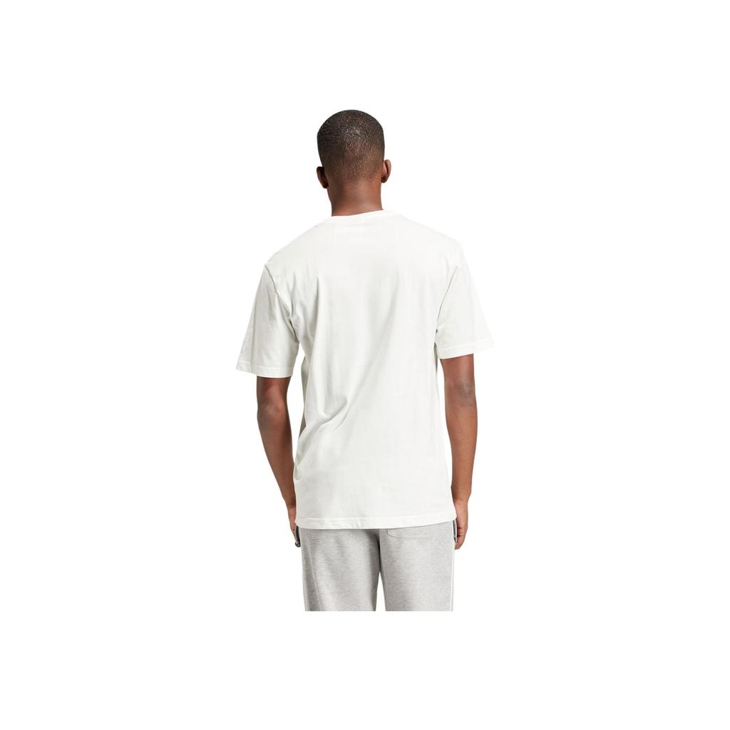 Adidas Оригинальный логотип с принтом, повседневный спортивный пуловер с круглым вырезом и коротким рукавом, мужские топы белого цвета IS2911