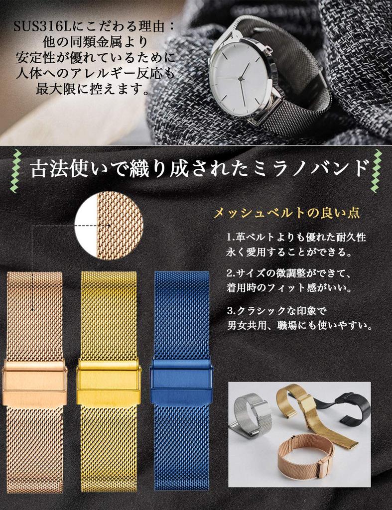 Водонепроницаемый ремешок для часов Reinherz из нержавеющей стали с полированным сетчатым скользящим классическим миланским сетчатым металлом, включает пружинный стержень, унисекс, 0,6 застежка, браслет,