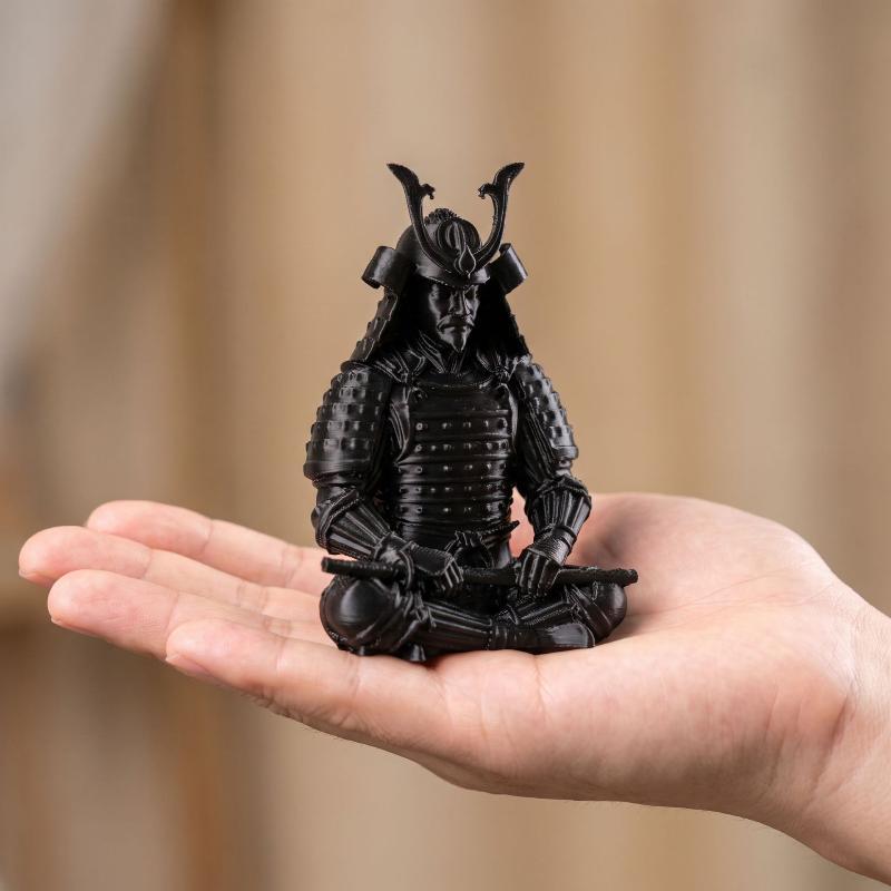 Миниатюрная фигурка самурая, 3D-печать, гладкая поверхность, сидящая статуя Бусидо, декоративный настольный орнамент для книжной полки