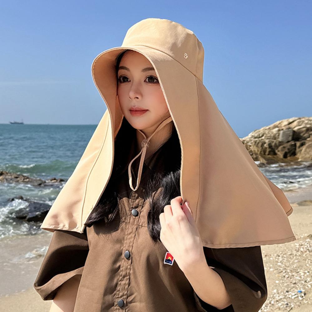 Fisherman Hat Wide-Brimmed Shawl Fisherman Hat Sunscreen Adjustable Sunshade Sun Hat Lightweight Soft Picking Tea Hat Travel