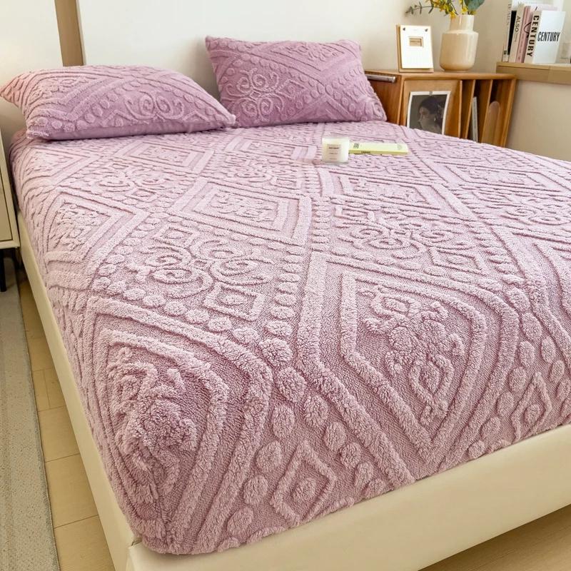 Мягкий плюшевый теплый чехол для матраса, зимний бархатный материал, простыня на резинке, утолщенный теплый чехол для матраса, несколько размеров