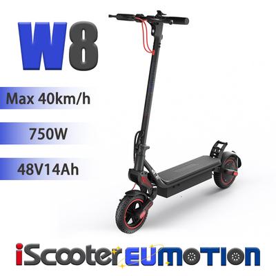 iScooter Складной электросамокат W8 с подсветкой, двигатель 750 Вт, скорость до 40 км/ч, аккумулятор 48 В 14 Ач, ЖК-дисплей, дорожные шины 9,3"