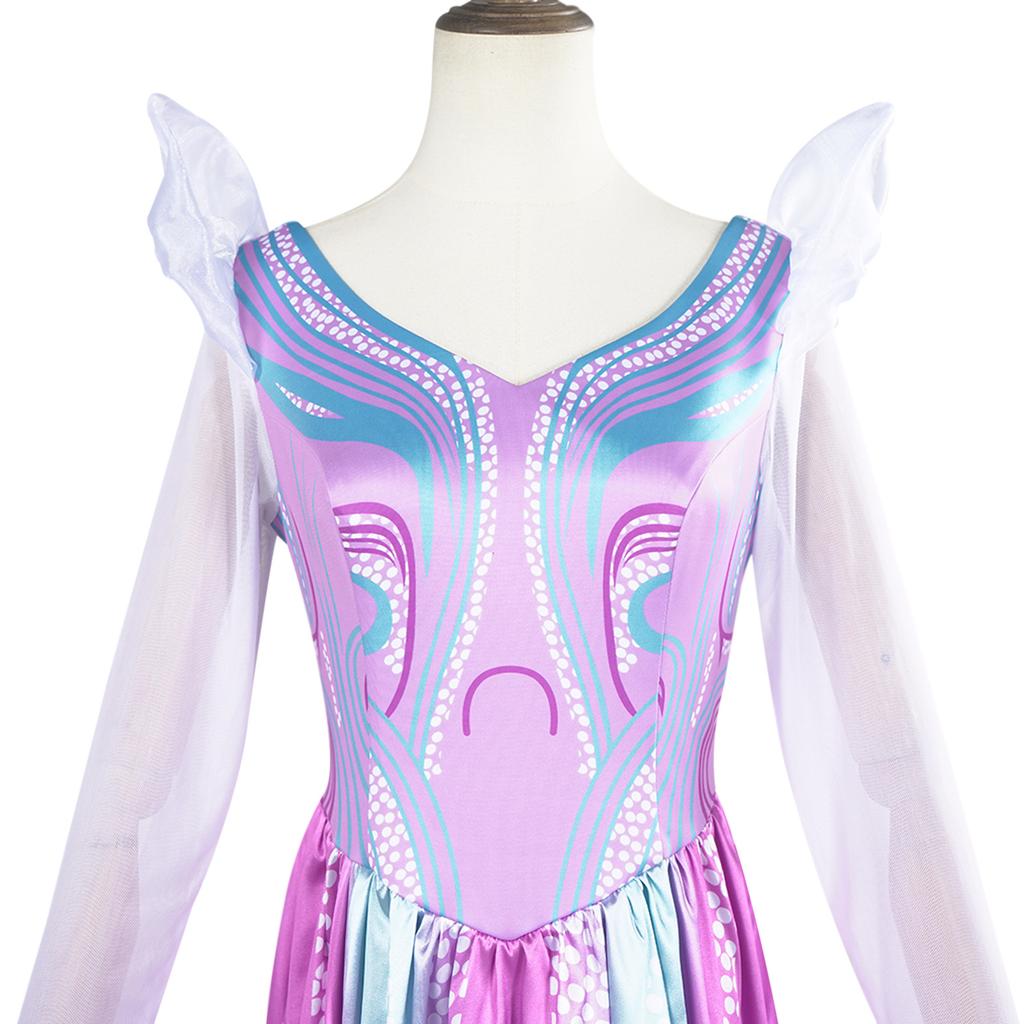 Cosplay Dress Set Long-Sleeve V-Neck Printed Dress