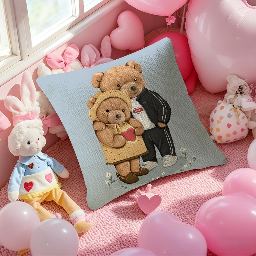 Подушка-плед с изображением плюшевого мишки «Дружба и companionship» Наволочка для подушки Защита от пылевых клещей Наволочка с потайной молнией Мягкая коротковорсовая наволочка для диванной подушки