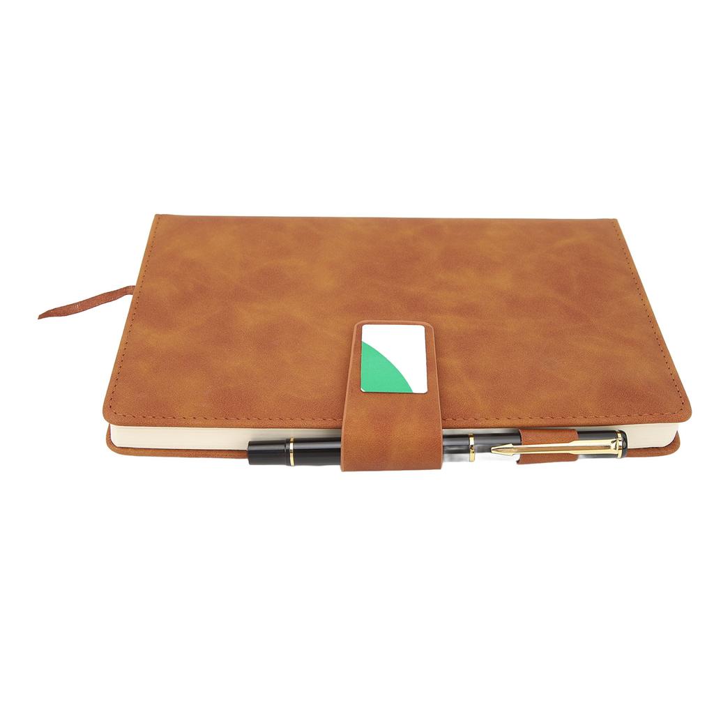 Notebook PU Lther Cover Ribbon Bookmark Ink Proof Thick Paper Ruled Paper Notebook with Pen for Travel