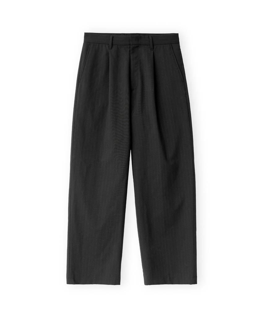 Beulaunyadeu Wool Single-Pleat Trousers, Black Stripe