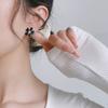Корейский стиль, черные розы, зажимы для ушей, блестящие серьги-клипсы с инкрустацией стразами, ювелирные изделия