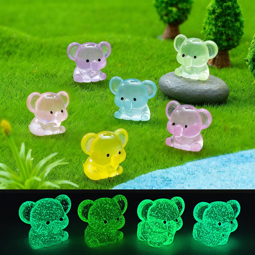 10/20Pcsmini Resin Cute Glowing Elephants Animals Home Decor For Diy Fairy Garden Micro Landscape
