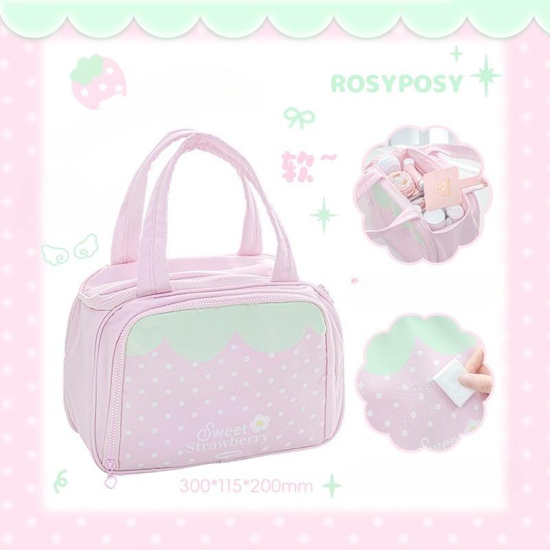 RosyPosy Soft So soft large capacity cosmetic bag, multi-function travel toilet bag partition storage bag