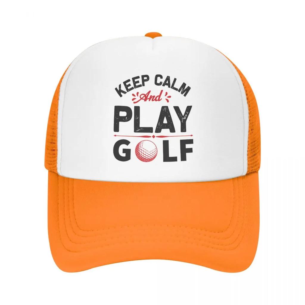 Custom Punk Keep Calm And Play Golf Baseball Cap for Unisex Women Breathable Trucker Hat Outdoor Snapback Dad Hat