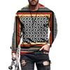 3D Ethnic Pattern Printed Fashionable Casual Long Sleeved Men's T-shirts - Soft Medium Stretch Polyester Fabric Spring and Autumn Relaxed Fit Clothing