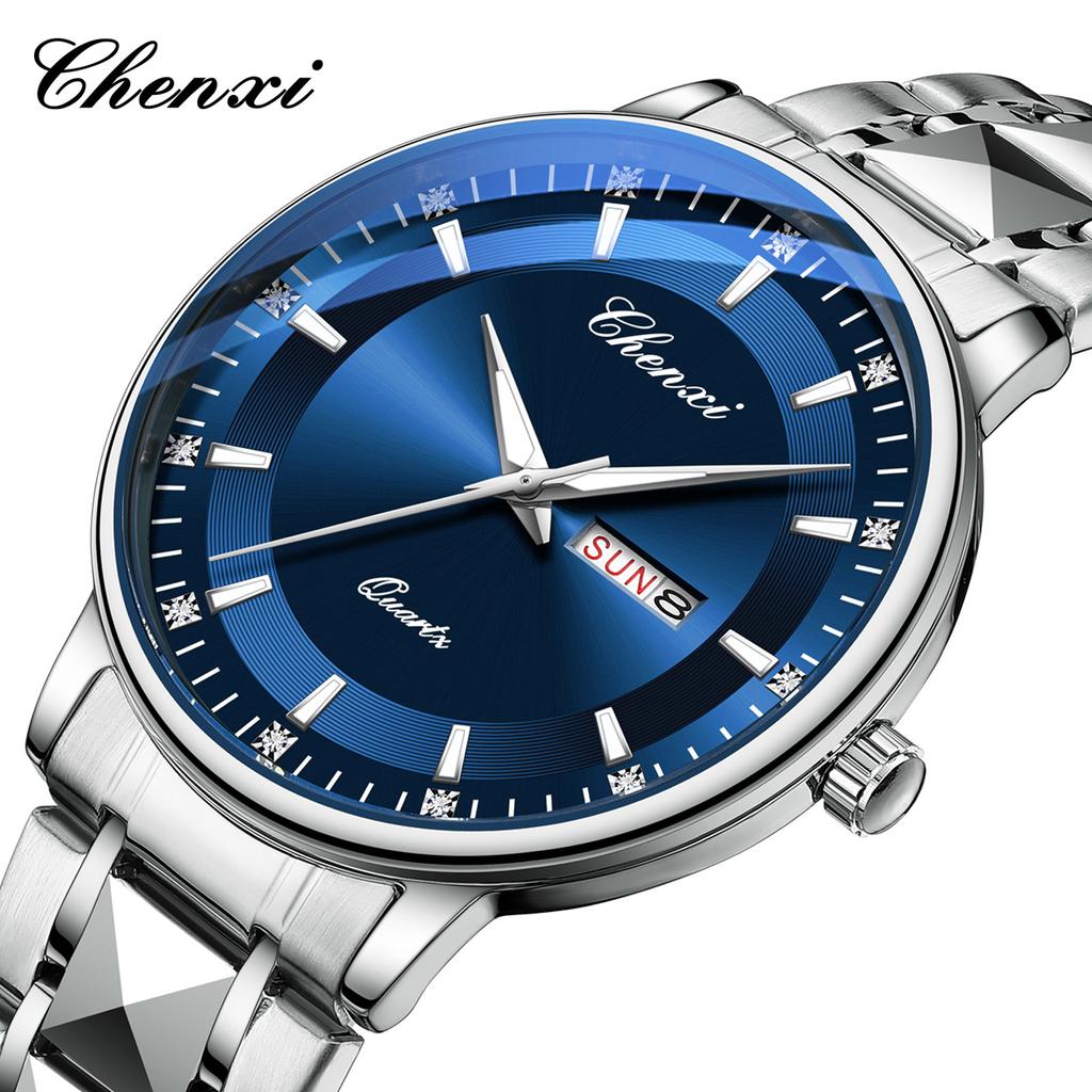 Men's Calendar Night Light Waterproof Watch Double Calendar Dial Fashionable Trendy Quartz Watch