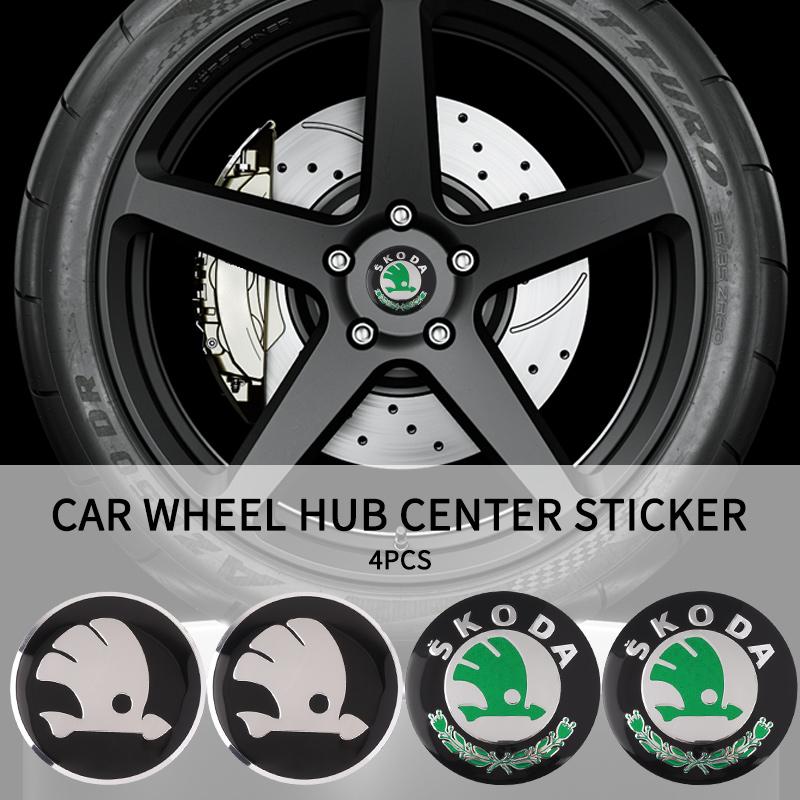 QPZF2 4PCS Car Wheel Hub Label Cupra Modification Wheel Hub Center Cover For Skoda Yeti Fabia Superb Octavia Scala Enyaq Rapid Kodiaq