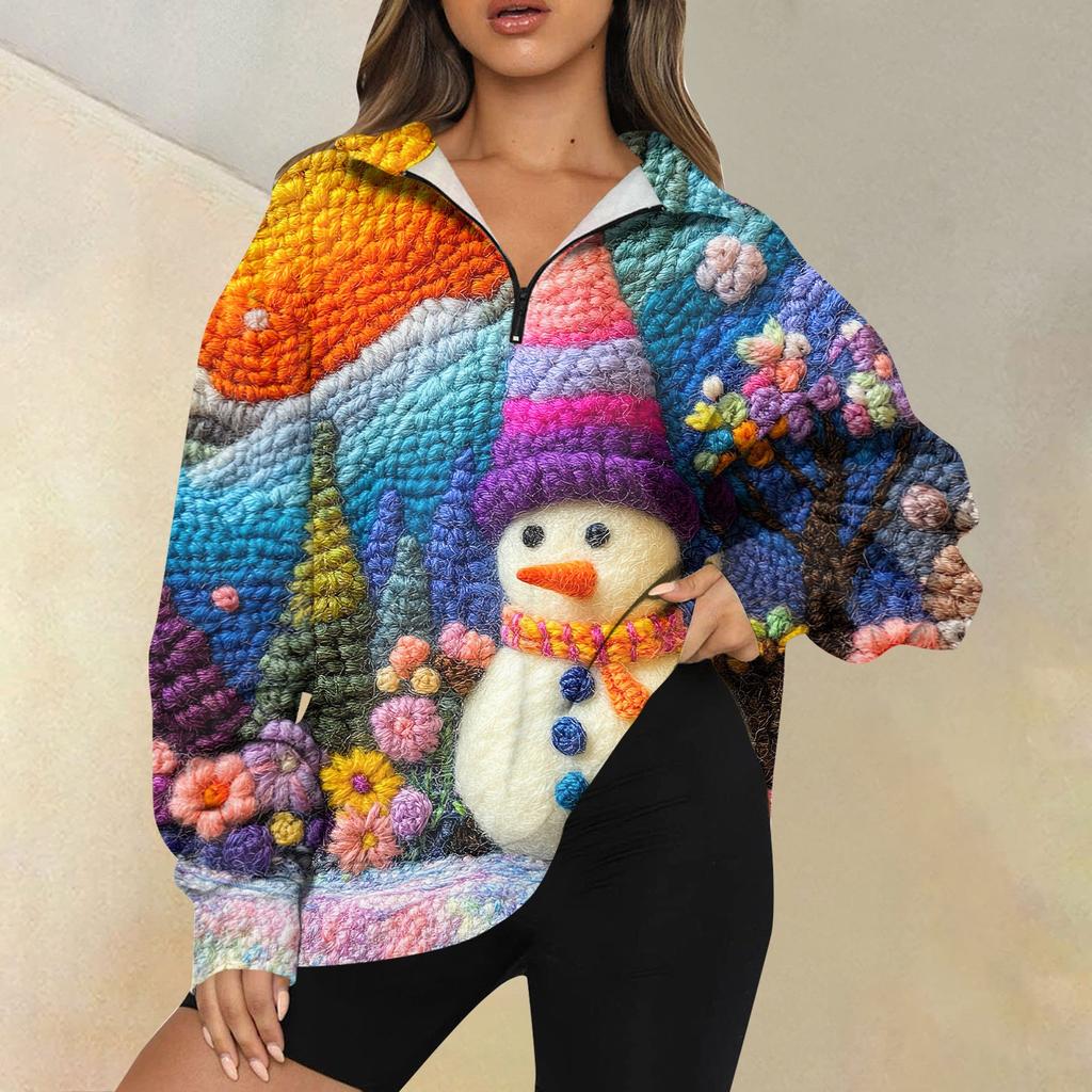 Женская повседневная мода с длинным рукавом и принтом, свободный свитшот на молнии