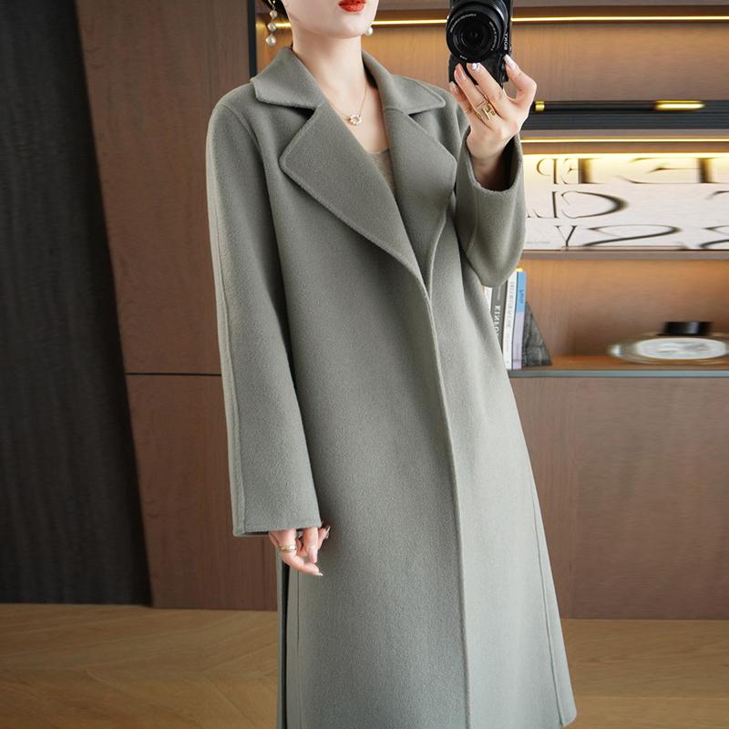 Женское пальто из 100% шерсти TIDENOVEL Осеннее шерстяное длинное пальто Ручной работы Пальто-бушлат Зимняя теплая шерстяная длинная куртка Пальто