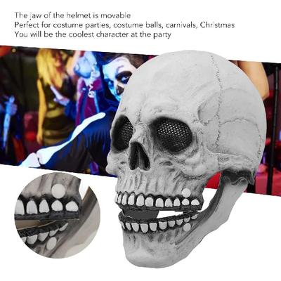 ZJchao Латексная маска черепа на всю голову, Маска говорящего скелета с подвижной челюстью, Профессиональные маски для косплея на Хэллоуин, дом с привидениями, Регулируемый костюм ужасов