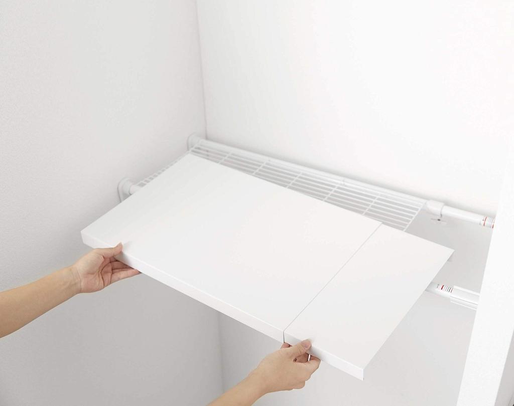 Телескопическая полка Yamazaki Jitsugyo 5325 для натяжных стержней L, белая пластина, простая полка, просто поместите ее на натяжные стержни, прибл.. Ш46.5~90XГ33XВ3см