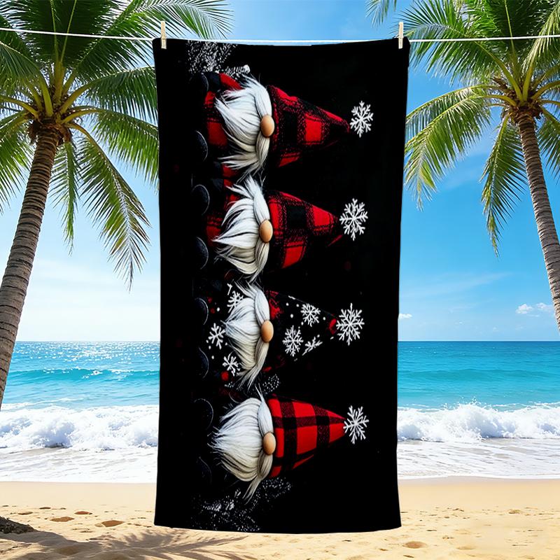 1Pc Christmas Gnome Parade Beach Towel, Quick Dry, Multi-Use for Beach Pool Gym Yoga Home Travel, Christmas, Halloween, Xmas Gift M928721