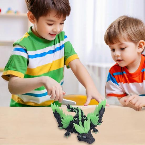 3D Printed Dragon Figurine Glow-in-the-dark Flying Dragon Fidget Toy with Movable Joints Luminous Articulated Dragon Decoration Ornament