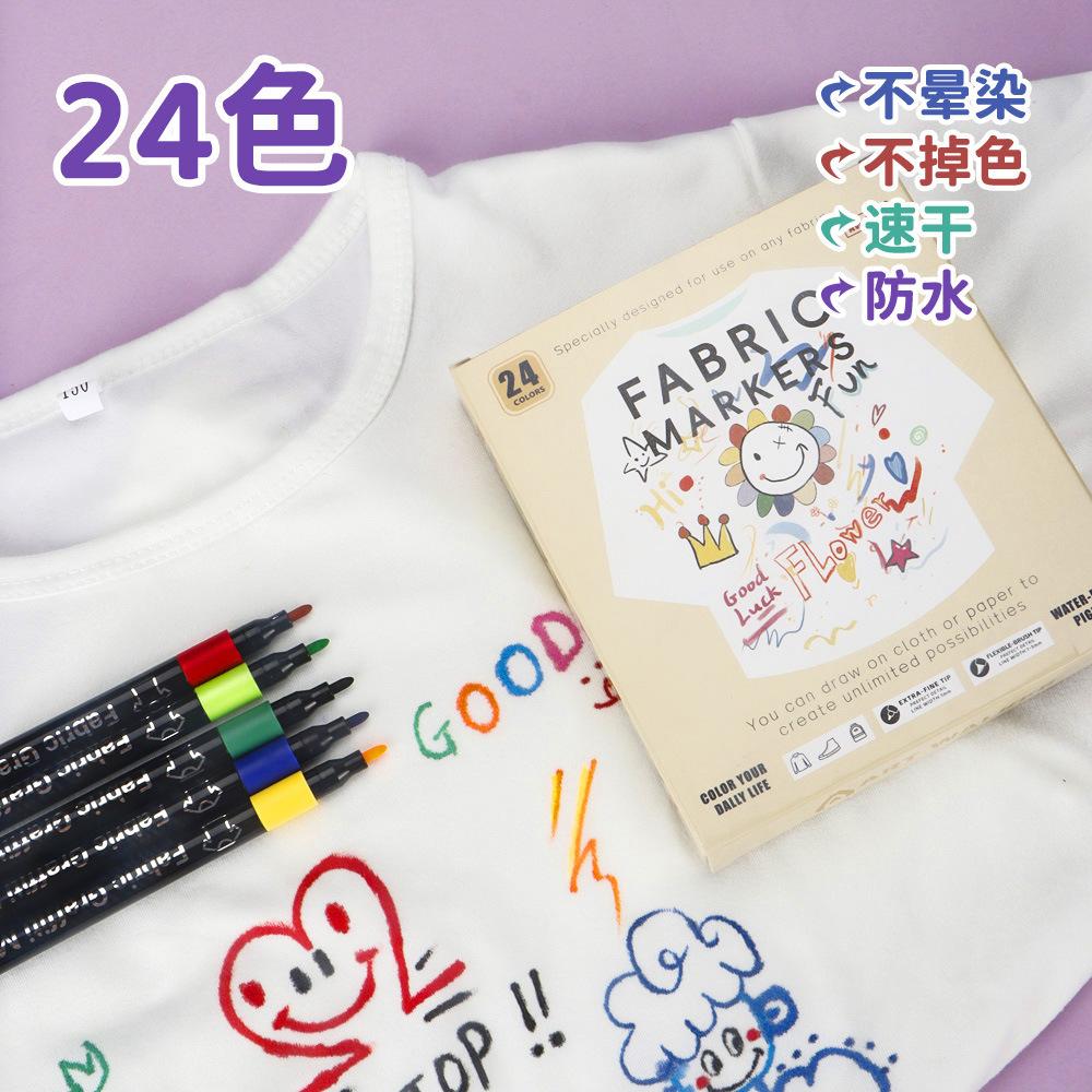 6/30 Colors Fabric Markers - Fine Tip Fabric Markers Permanent for Clothes - No Bleed Pens for T-Shirts, Bags, Textile, Canvas,