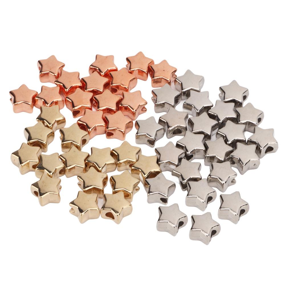 50pcs 3 Colors Star Shaped Beads Small Hole Star Spacer Beads Jewelry Making Beads  DIY Jewelry