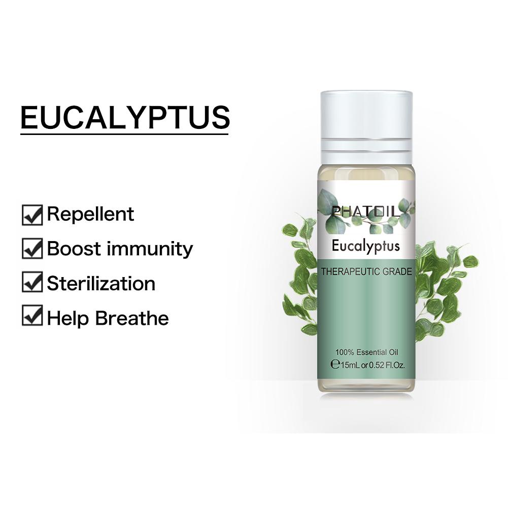 PHATOIL 5 мл / 10 мл / 15 мл / 30 мл / 100 мл Эфирное масло с чистым экстрактом растений эвкалипта для ароматерапевтических диффузоров Освежение воздуха для тела облегчает