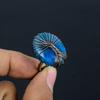 Tree Of Life Neon Blue Apatite Gemstone Copper Wire Wrapped Handmade Jewelry Ring For Her