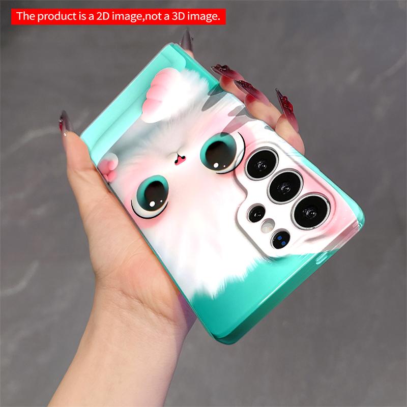 2DFlat Samsung phone case Cute White Kitten Peeking Out Phone Case Applicable to Galaxy S23 S24 S25ULTRA S26 A12 A14 A15 A16 A54 A55