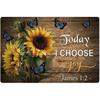 Retro Metal Sign Sunflower and Butterfly Tin Sign Today I Choose Joy Sign for Wall Decoration Plaque for Bar Cafe Club 8x12 Inch Metal Poster