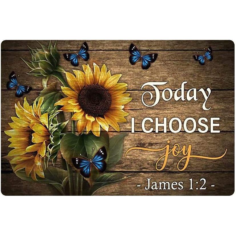 Retro Metal Sign Sunflower and Butterfly Tin Sign Today I Choose Joy Sign for Wall Decoration Plaque for Bar Cafe Club 8x12 Inch Metal Poster