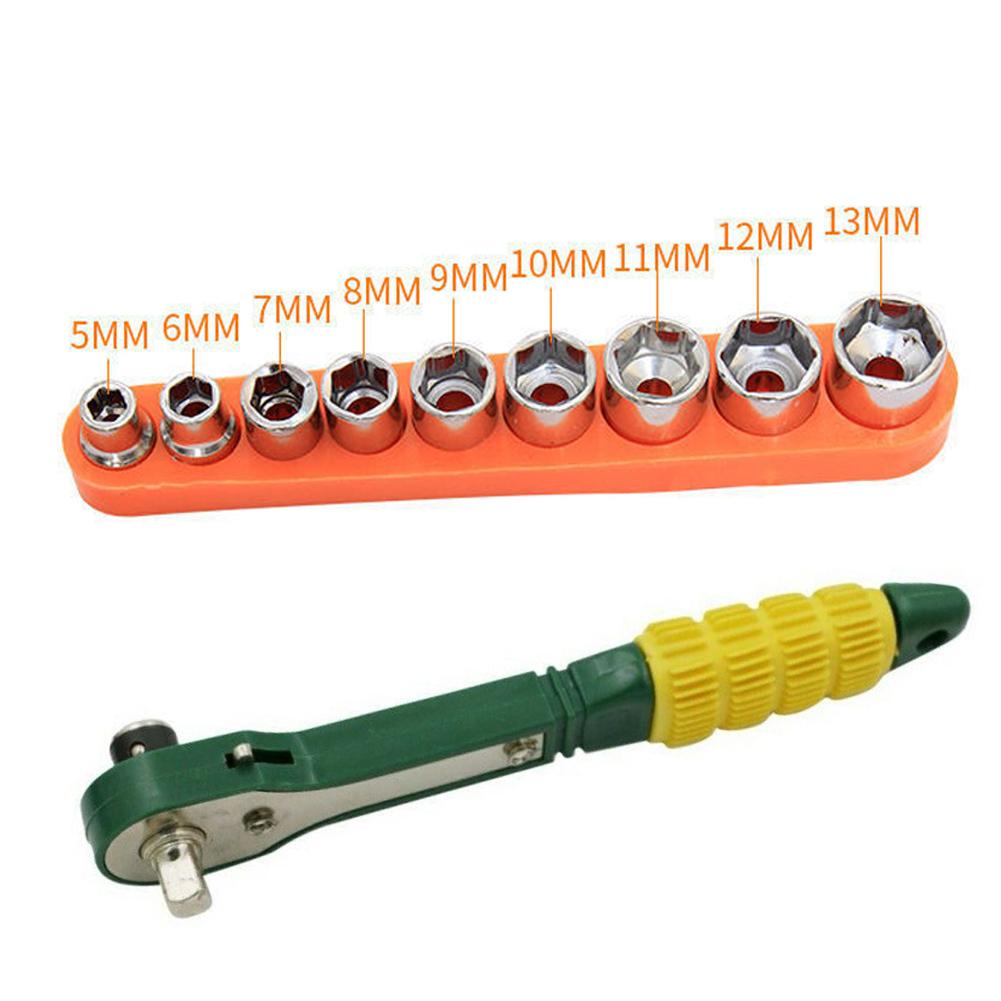 Mini 1/4 Screwdriver Rod Quick Ratchet Wrench Socket 5-13mm 1/4inch Driver Screwdriver Bits T10/T20/T25