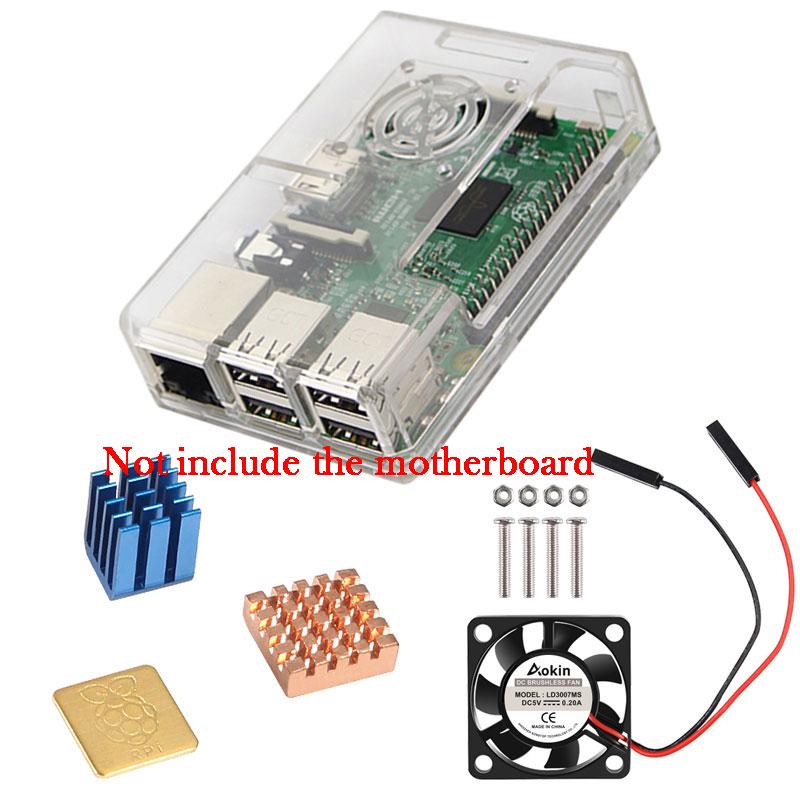 Защитный чехол из АБС-пластика, съемный чехол с охлаждающим вентилятором и радиатором для Raspberry Pi 3 B +/3/ B +