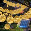 Outdoor Solar Moroccan Ball String Light-50/30/20 LED Fairy Light, 8 Modes, for Garden Fence Christmas Party Holiday Lighting