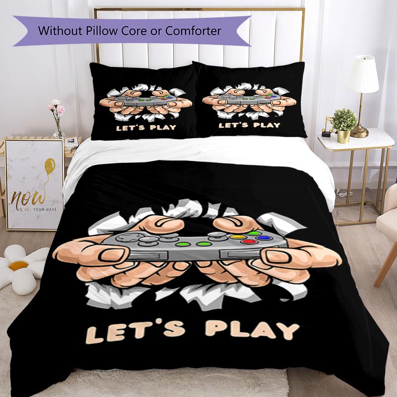 3pcs Game Controller Bedding Set Duvet Cover Closure Includes 1 Duvet Cover & 2 Pillowcases, Soft and Comfortable for All Seasons.