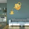 Teapot Shape Wall  Clock Modern Kitchen Home Decor Wall Sticker Hollow Digital Clock Watch Home Clock