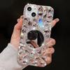 Glitter Crystal Rhinestone Phone Case with Mirror, Clear Bling Floral Cover For XiaoMi Poco C75 C65 C71 C55 C61 4G 5G