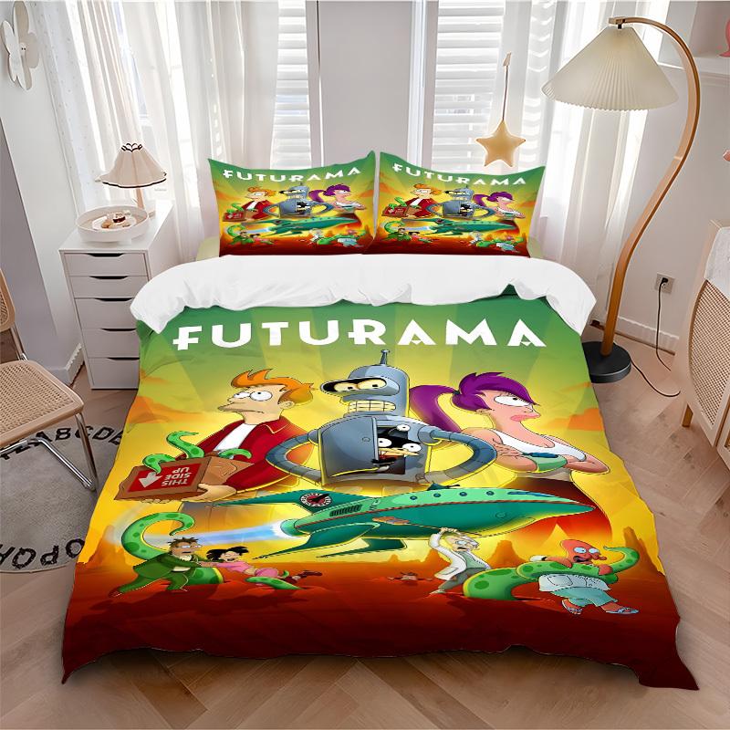 3pcs Futurama Robot Duvet Cover Set, 1 Duvet Cover + 2 Pillowcases (No Insert), High-Definition Print, Home & Dorm Set yy251208019