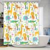 Animal Print Shower Curtain Set Cartoon Giraffe Lion Elephant Hippo Alligator Tiger Pink Cactus Green Plants Bath Decor Multicol