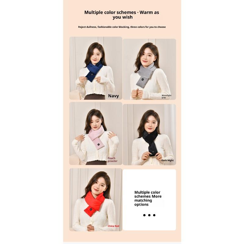 USB Electric Heating Scarf Autumn and Winter AdjustableTemperature Washable Fleece Neck Warmer for Outdoor Not Inclound Battery