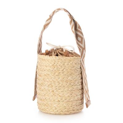 [Kashkash] Плетеная сумка-ведро с ручками из жаккардовой тесьмы