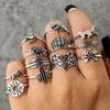12pcs Gothic Elephant Fox Cactus Finger Knuckle Rings Set for Women Tree Leaf Geometric Arrow Rings Jewelry
