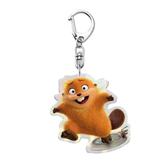 1/6Pcs Keychain Transparent Acrylic Finish Lightweight Keychain Cartoon Beaver Design Expressive Character Key Holder Bags Phone