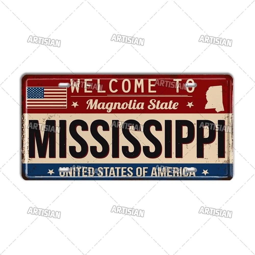 Artisian USA License Plate US Welcome To Metal Sign Landmark City State Decorative Plaque Wall Decor Garage Bar Pub Club Hotel