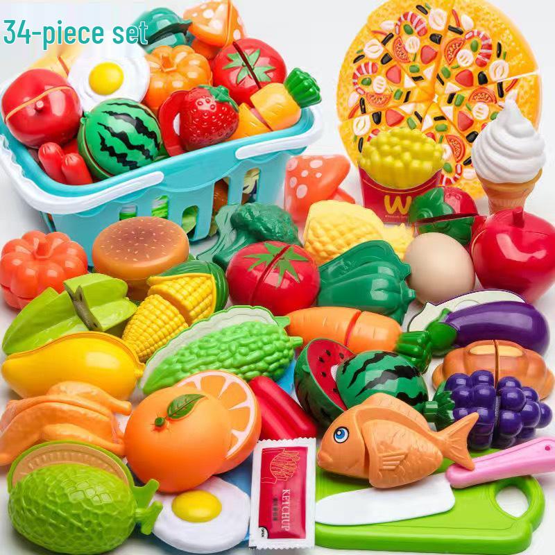 Fun Pretend Play Cut Toy Set - Kids Kitchen Vegetables & Fruits