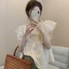 [Shop  ] Women S Body Cover Shirring Punching Lace Short Sleeve blouSe Won Wbl Wfbe3b1