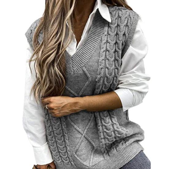 Однотонный свитер без рукавов, жилет, теплый модный вязаный женский жилет для повседневной носки