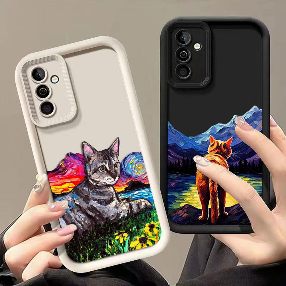 Vintage Oil Painting Cat Phone Case For OPPO A6X A3X A5X A5 A54 A55 A57 A58 A53 A73 A74 A95 A92 A93 A94 A98 FIND X3 X5 X8 Cover
