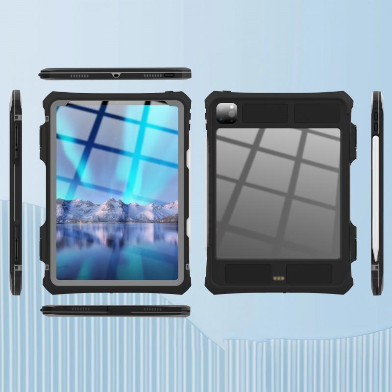 Waterproof Shockproof Case IPad Pro 11 Inch 2020 With Sleep/Wake Function Lanyard Slot Black PC