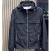 Модная мужская ветрозащитная куртка с капюшоном, приталенного кроя, 2025 Весна/Осень - Однотонная, Высококачественная, Повседневный стиль